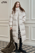 ELFSACK 90% White Duck Down Long Hooded Puffer Coat Loose Fit