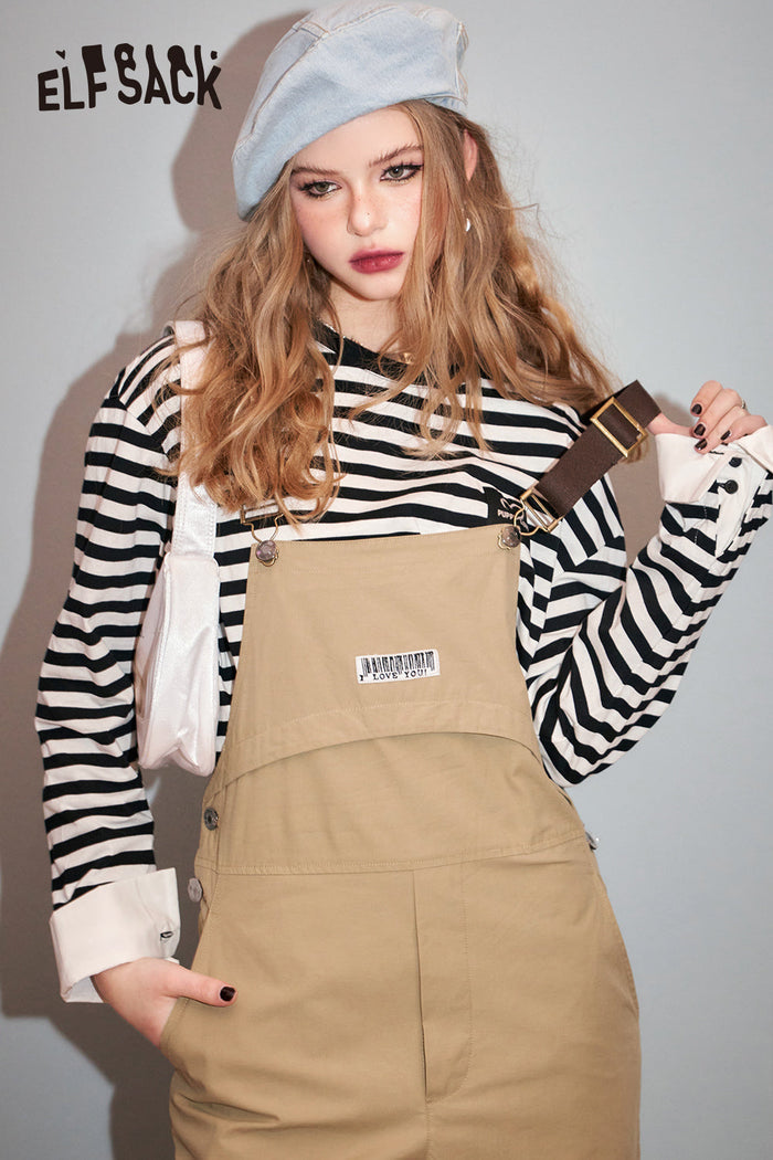 ELFSACK American Retro Straight Strap Pants's Spring Slimming Casual Work jumpsuit