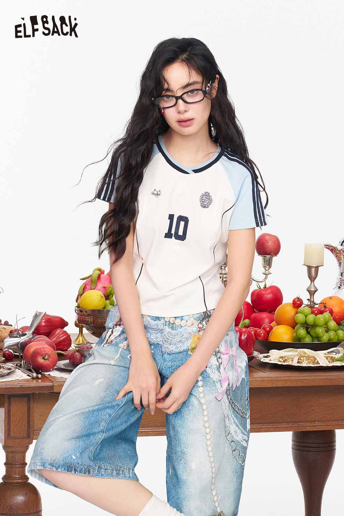 ELFSACK Assorted Jersey Style Number Print T-shirts