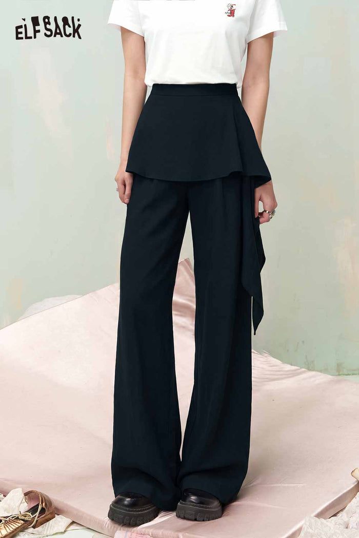 ELFSACK Asymmetric Layered Skirt Overlay Pants