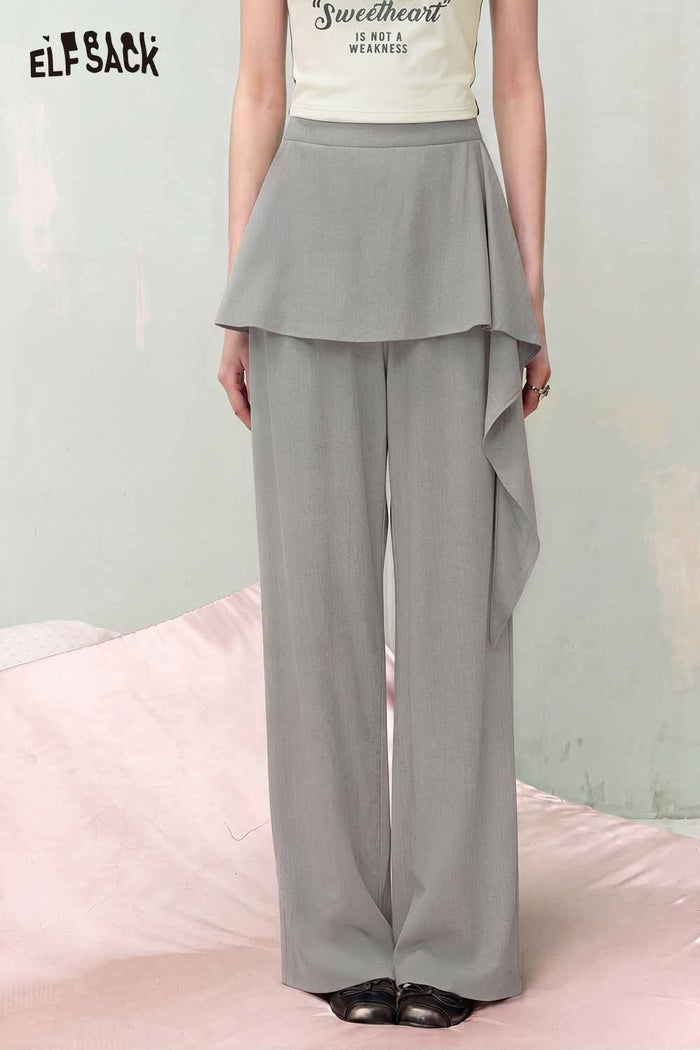 ELFSACK Asymmetric Layered Skirt Overlay Pants