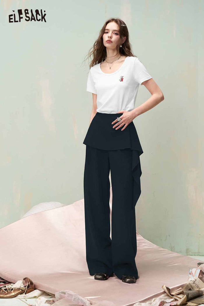 ELFSACK Asymmetric Layered Skirt Overlay Pants