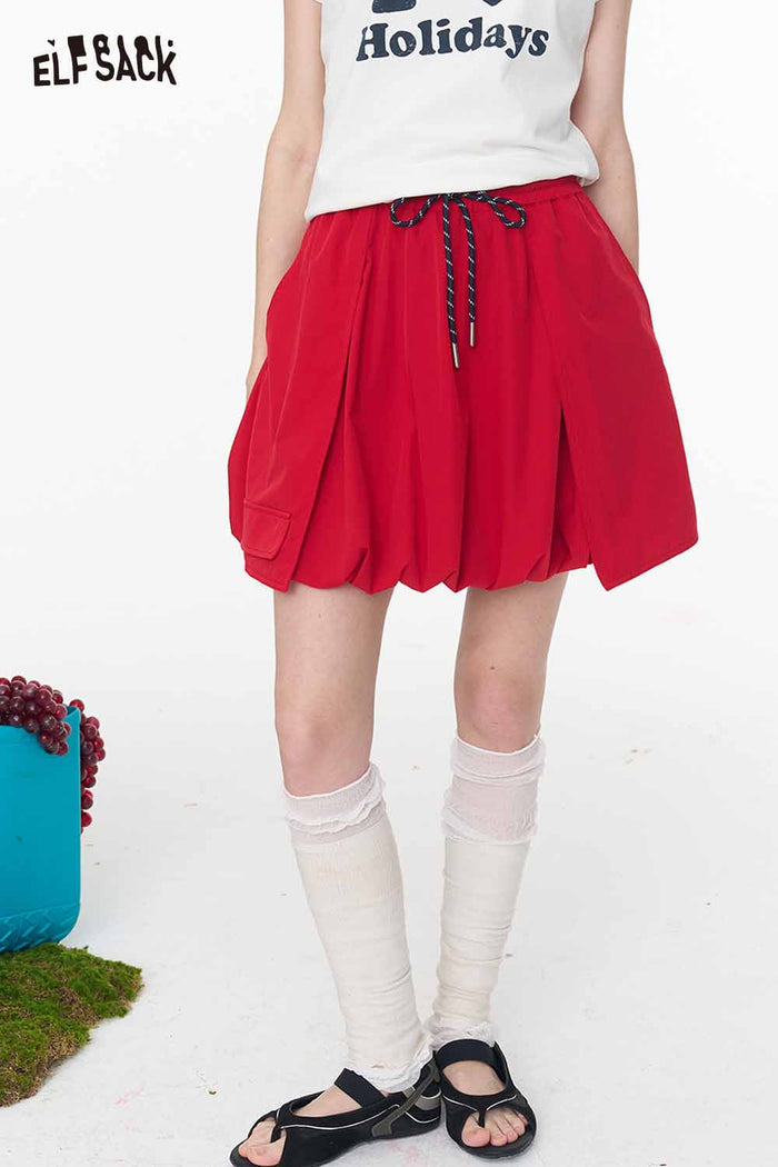 ELFSACK Balloon Cargo Pocketed Bubble Mini Skirt