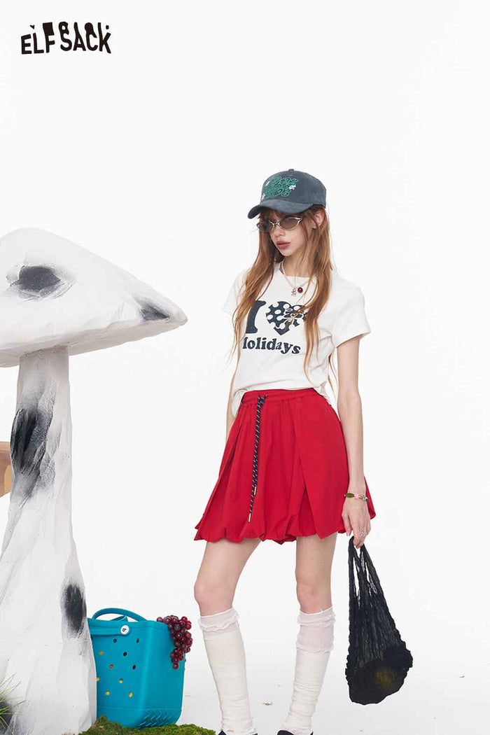 ELFSACK Balloon Cargo Pocketed Bubble Mini Skirt