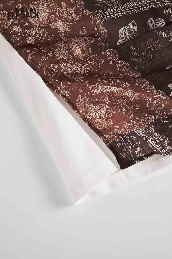 ELFSACK Bandana Patchwork Fake Two-Piece Tee