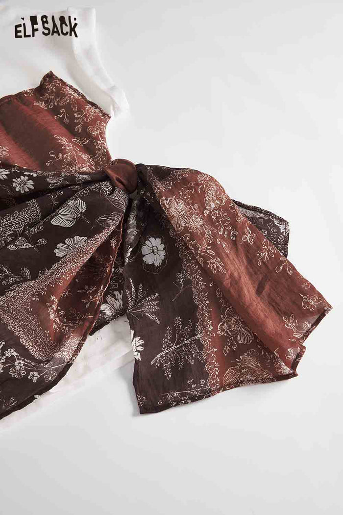 ELFSACK Bandana Patchwork Fake Two-Piece Tee