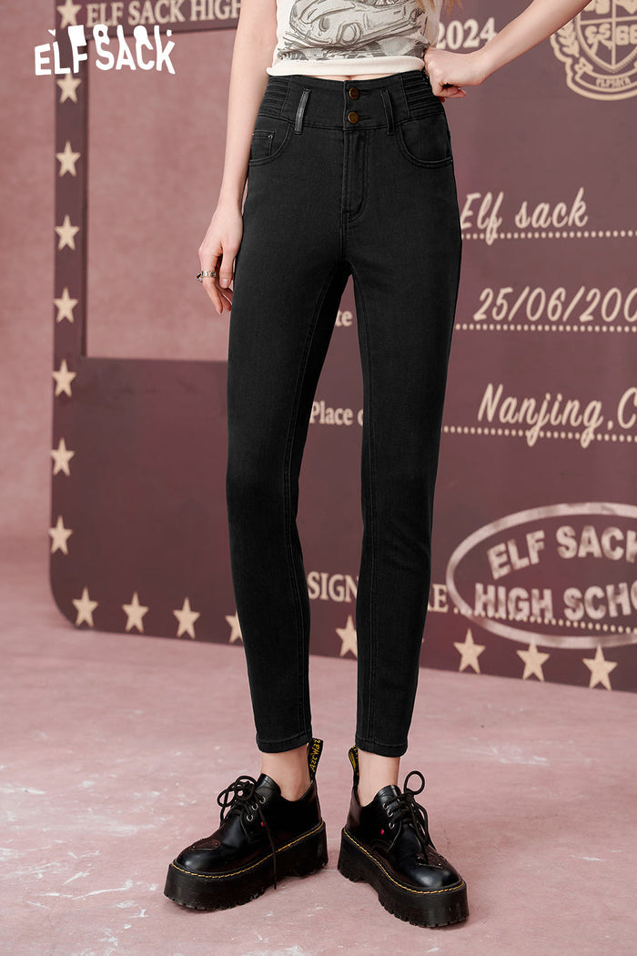ELFSACK Black Versatile high waist skinny denim leggings