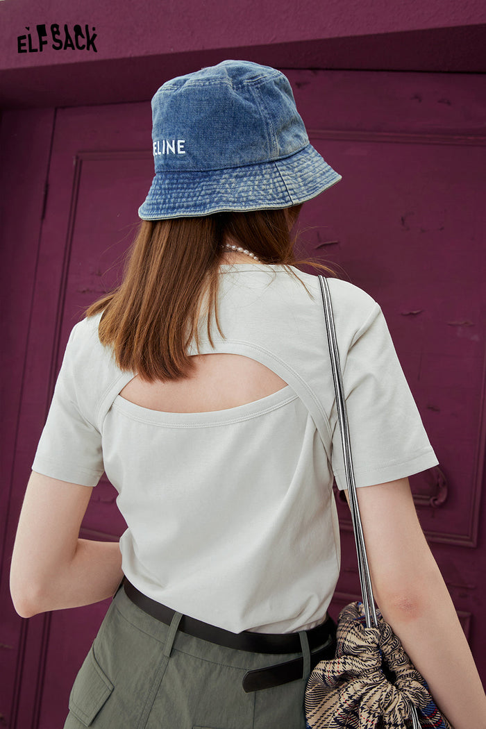 ELFSACK BM Style Backless Short Sleeve Sports T-shirt