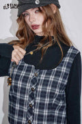 ELFSACK Breathable Cotton Blend Plaid 3-Piece Set A-Line Skirt
