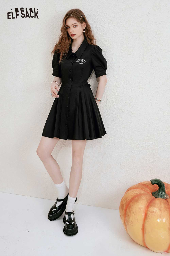 ELFSACK Breathable Cutout Petite Preppy Dress