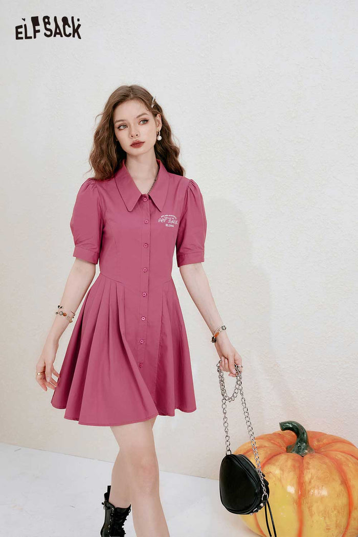 ELFSACK Breathable Cutout Petite Preppy Dress