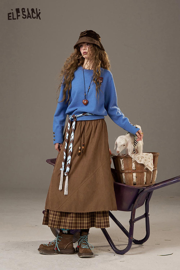 ELFSACK Breathable Irregular Lace Patchwork Design Skirt