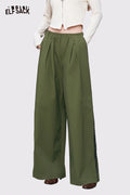 ELFSACK Breathable Straight Solid Wrinkled Long Pants