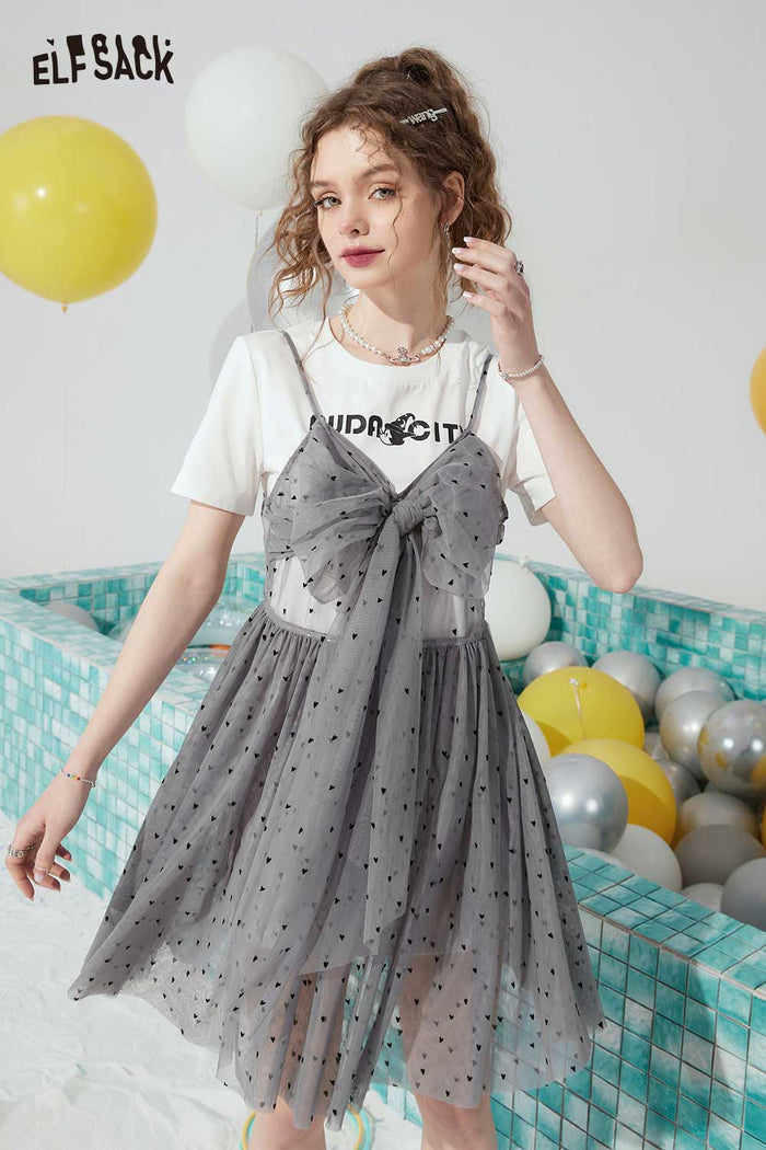 ELFSACK Breathable Two Piece Mesh Tshirt Dress
