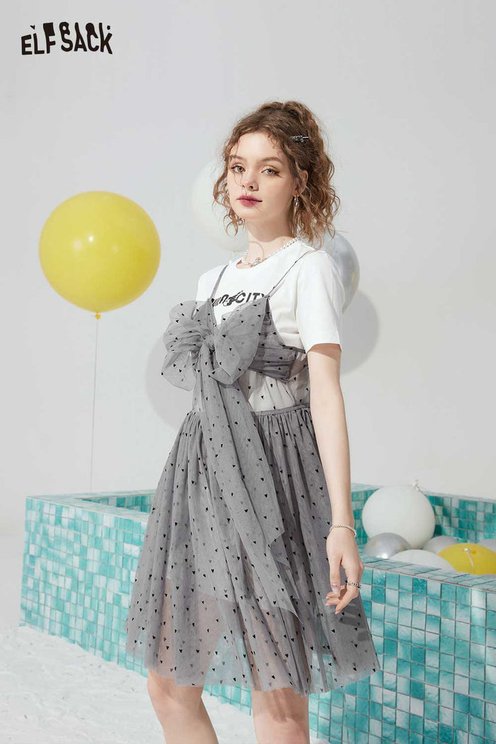 ELFSACK Breathable Two Piece Mesh Tshirt Dress