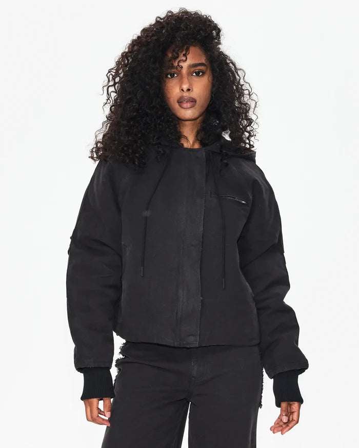 Canvas Hooded Jacket | Washed Black