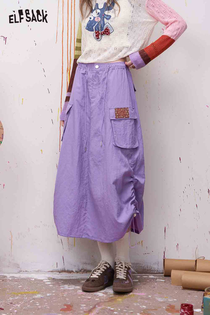 ELFSACK Cargo Midi Skirt with Patch Detail