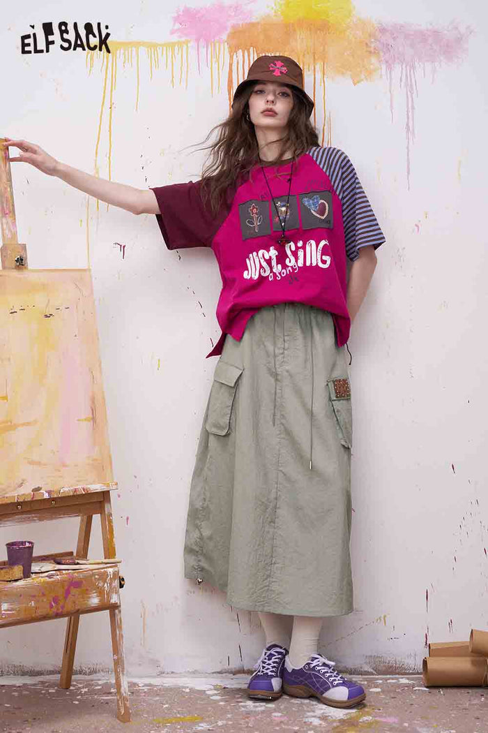 ELFSACK Cargo Midi Skirt with Patch Detail