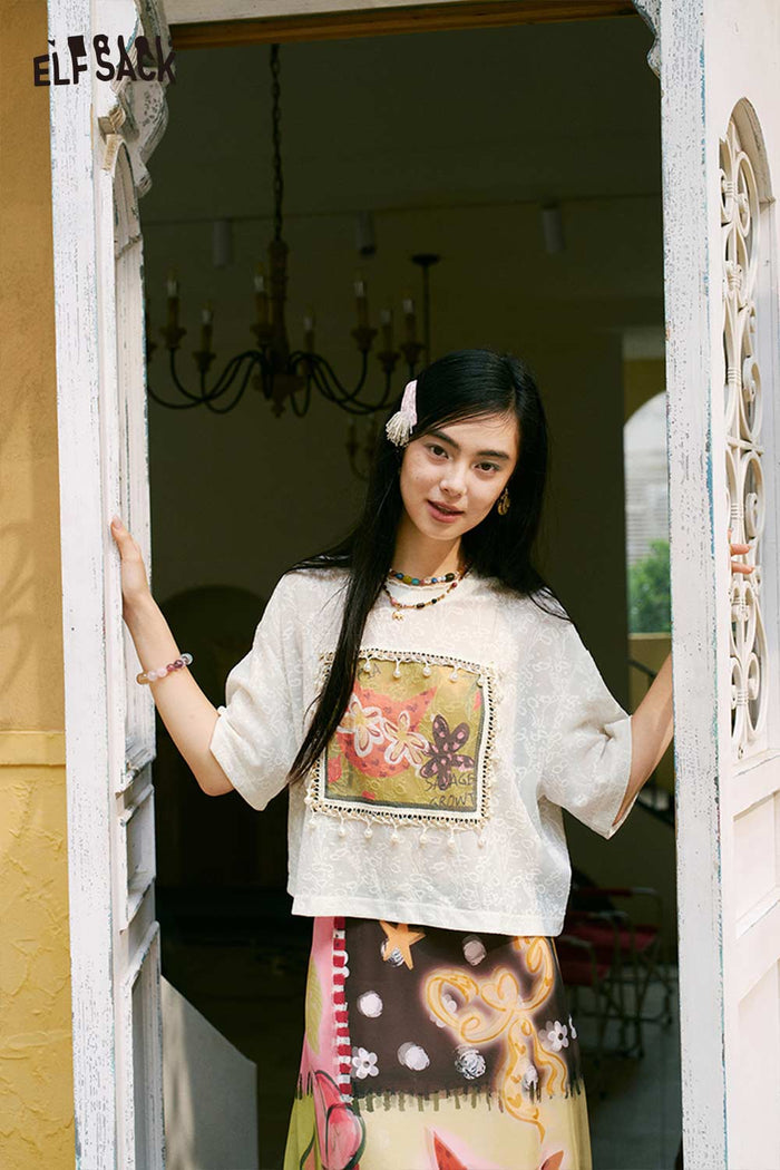 ELFSACK Cartoon Cat Print Regular Tee