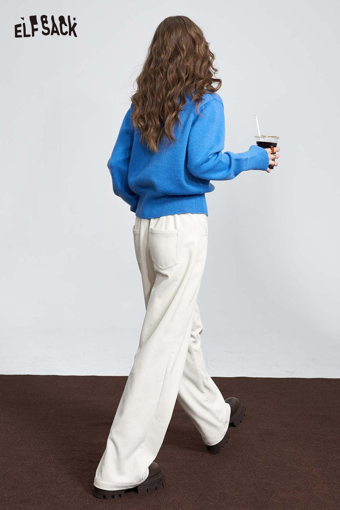 ELFSACK Casual Classic Solid Soft Cropped Sweater