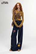 ELFSACK Casual Graphic Slimming Long Sleeve Tshirt