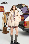ELFSACK Casual Preppy Style colorful letter knitted plush jacket