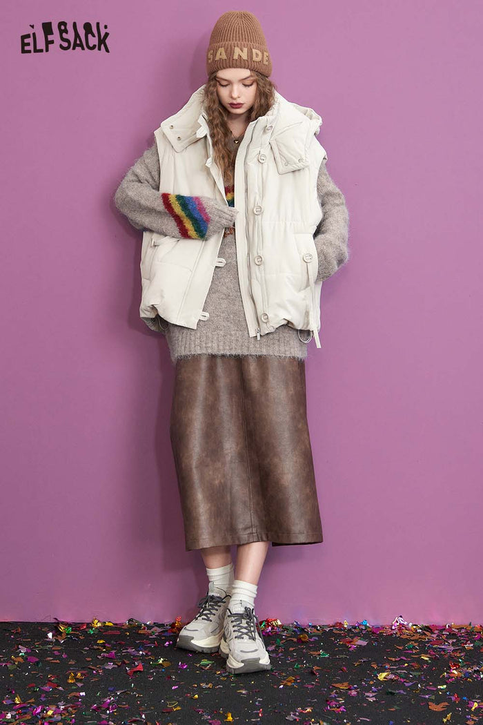 ELFSACK Casual Round Neck Pullover Rainbow Graphic Sweater