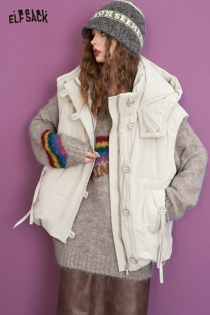 ELFSACK Casual Round Neck Pullover Rainbow Graphic Sweater