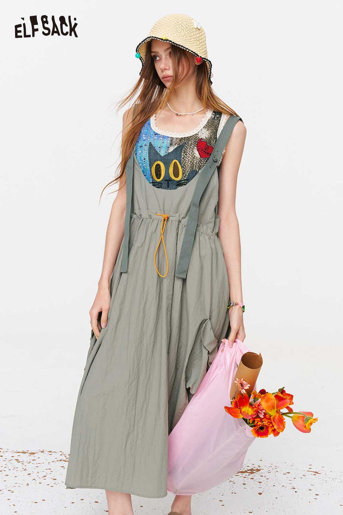 ELFSACK Cat Patchwork Knit Tank Top