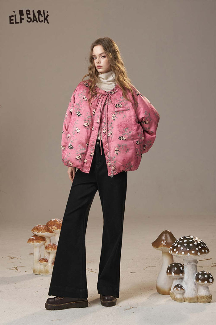 ELFSACK Chinese-Style Panda Bamboo Down Jacket
