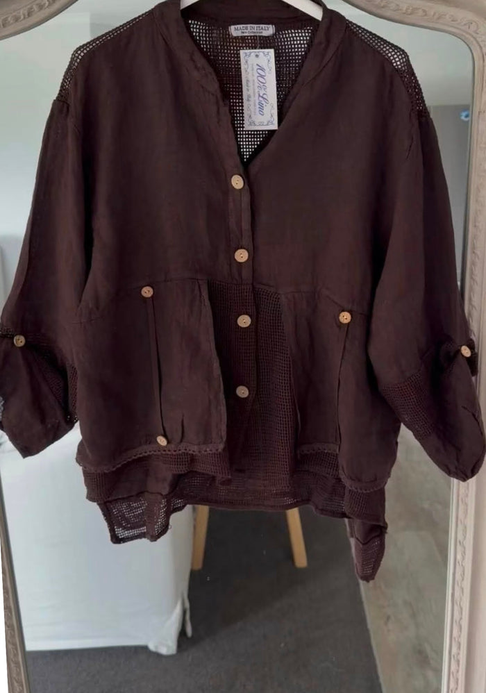 Chocolate / One Size Fits NZ 8-18 / Linen/Cotton