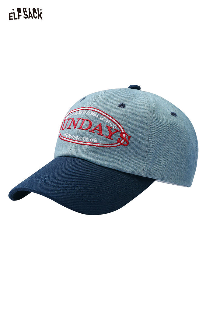 ELFSACK Clashing Colour Embroidery Duck Tongue Cap