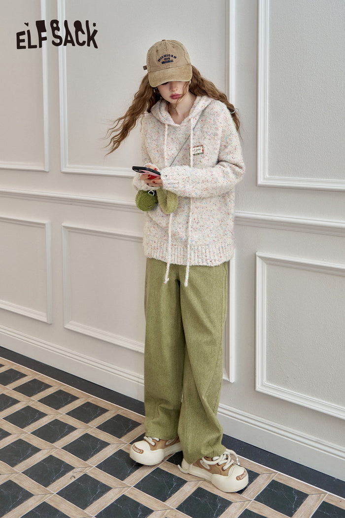 ELFSACK colorful fluffy hooded lazy style sweater