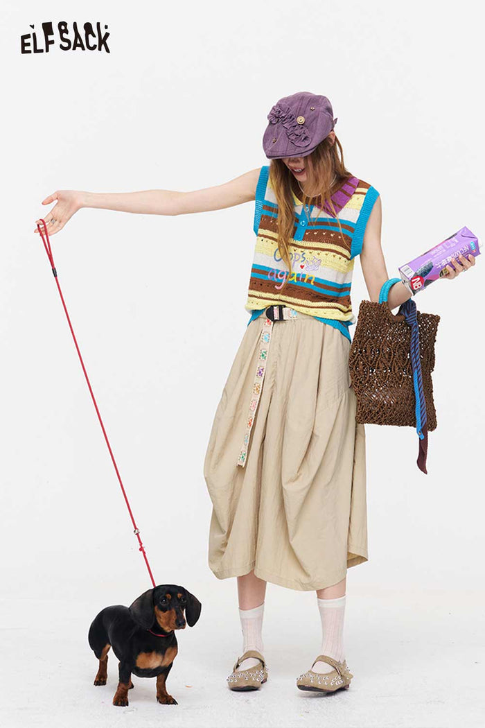 ELFSACK Colorful Striped Knit Vest