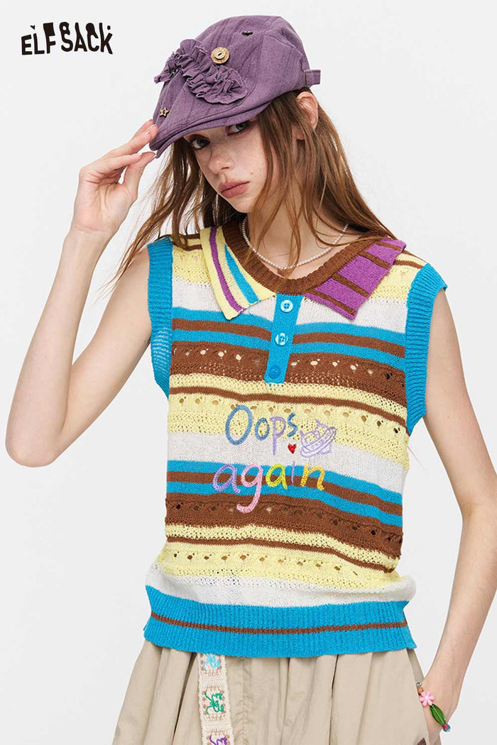 ELFSACK Colorful Striped Knit Vest