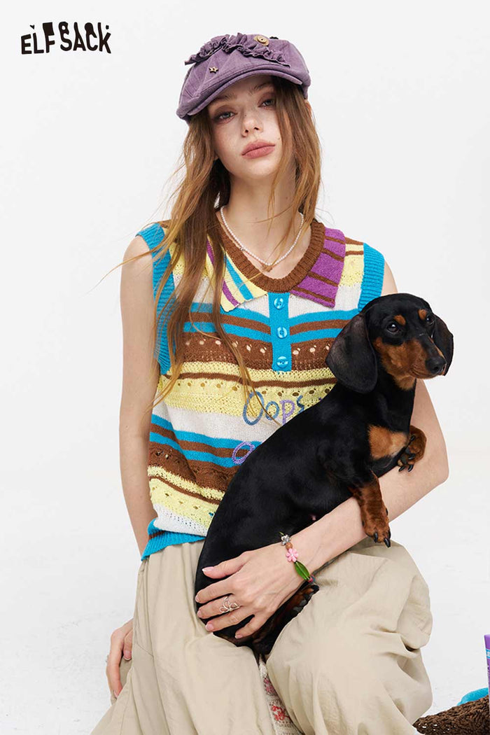 ELFSACK Colorful Striped Knit Vest
