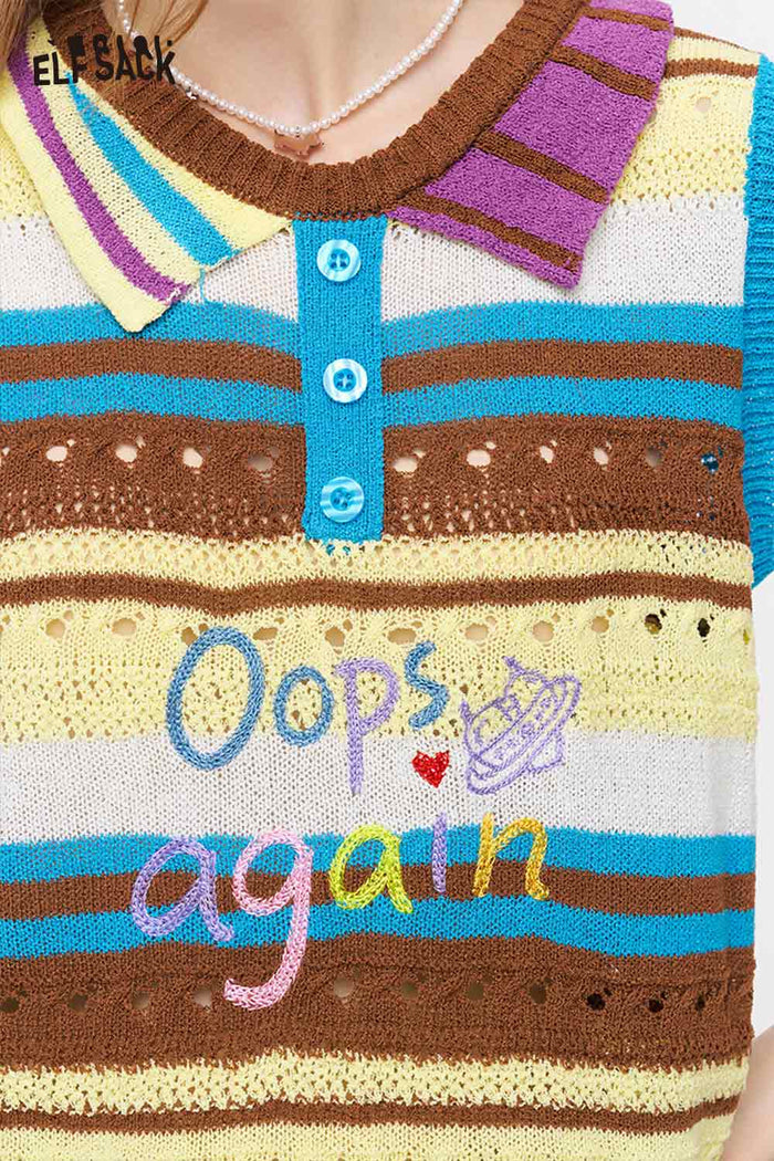 ELFSACK Colorful Striped Knit Vest