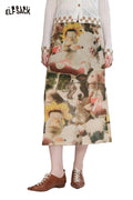 ELFSACK Cotton A-Line Animal Print Colourful Long Skirt