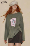 ELFSACK Cotton Blend Crew Neck Graphic Print Relaxed Fit Tee