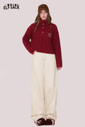 ELFSACK Cotton Classic Minimalist Casual Loose Solid Wide Leg Jeans