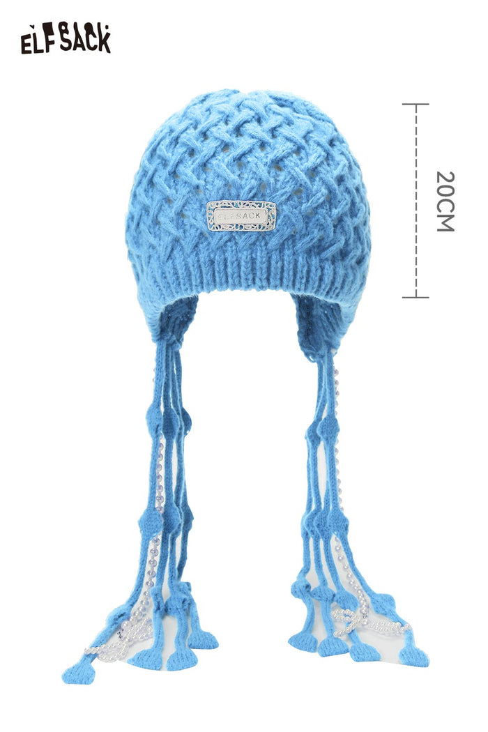 ELFSACK Crocheted Tassels Ear-flap Hat
