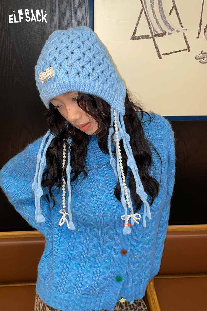 ELFSACK Crocheted Tassels Ear-flap Hat