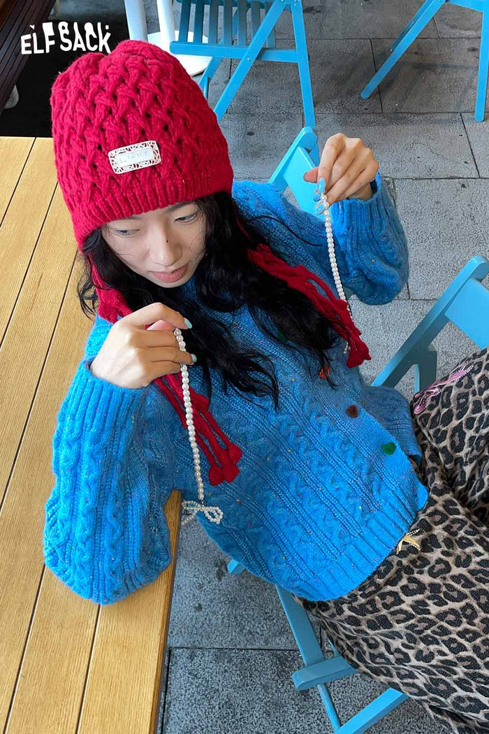 ELFSACK Crocheted Tassels Ear-flap Hat