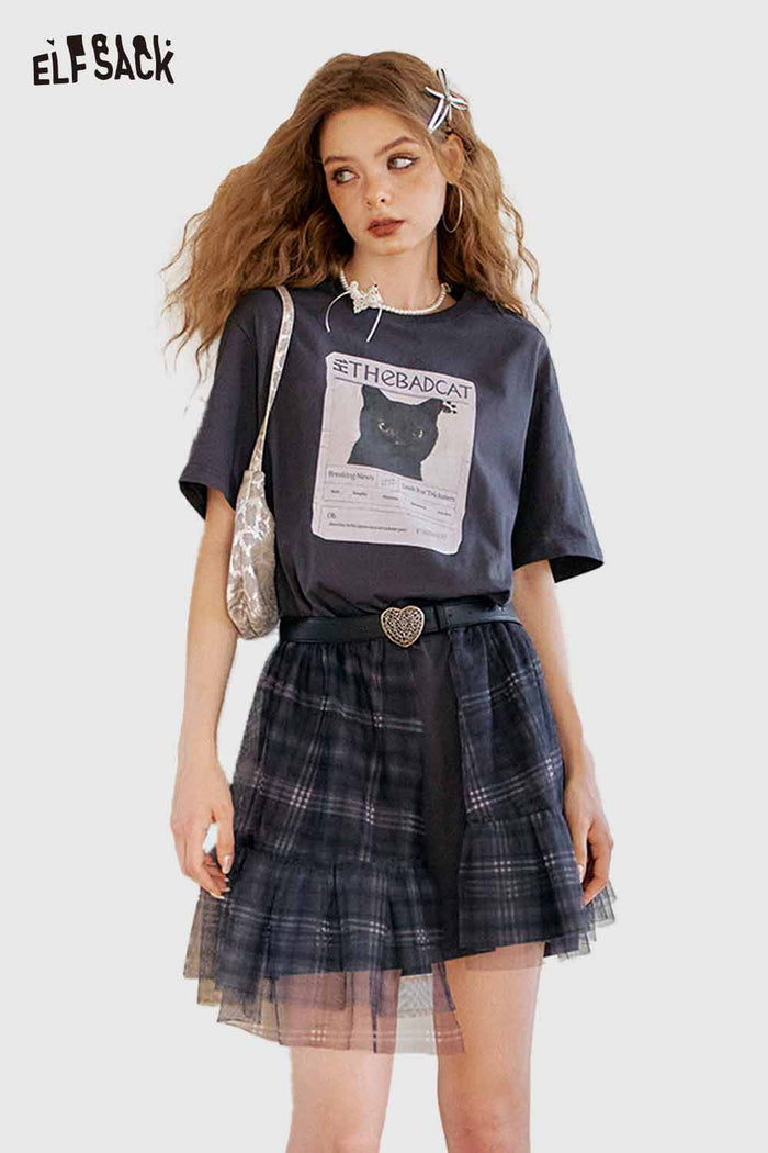 ELFSACK Cute Patchwork T Shirt Dress