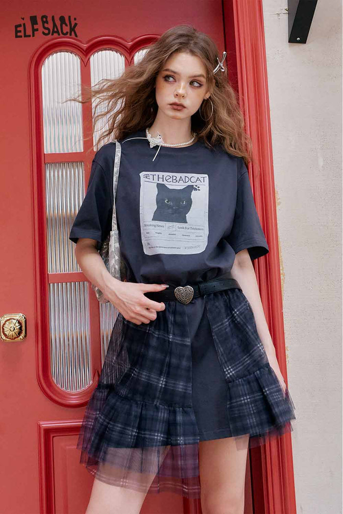 ELFSACK Cute Patchwork T Shirt Dress