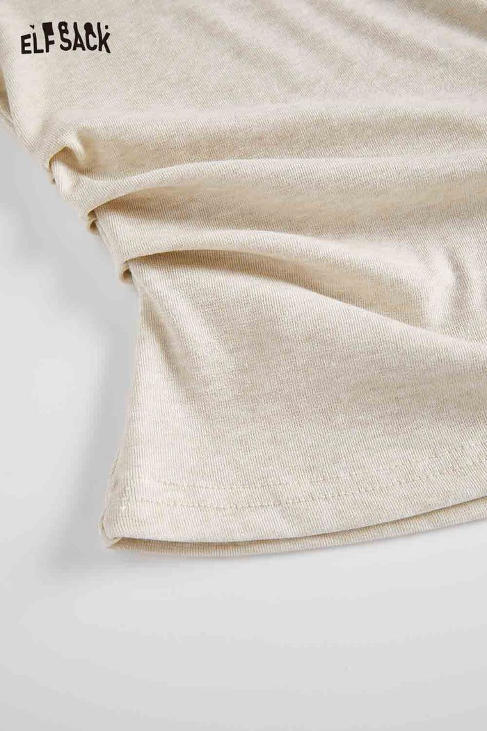 ELFSACK Cutout Shoulder Ruched Slim Fit Tee
