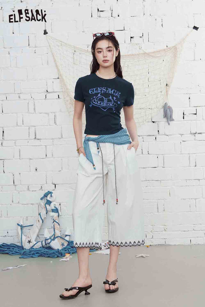 ELFSACK Devil Heart Print Round Neck Fitted Baby Tee