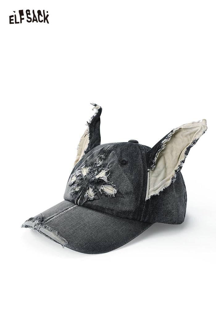 ELFSACK Distressed Edge Streetwear Punk Long Eared Cap