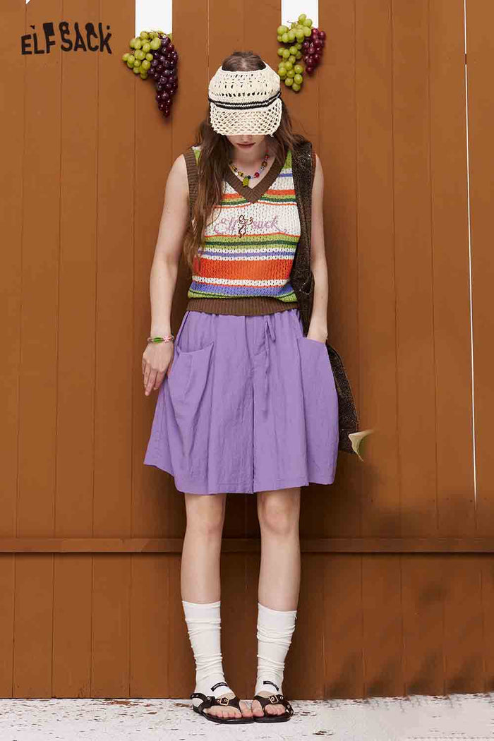 ELFSACK Drawstring Cargo Pocket Loose Shorts