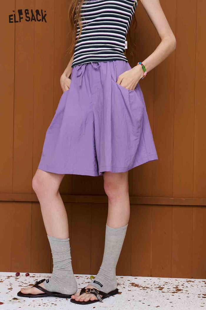 ELFSACK Drawstring Cargo Pocket Loose Shorts